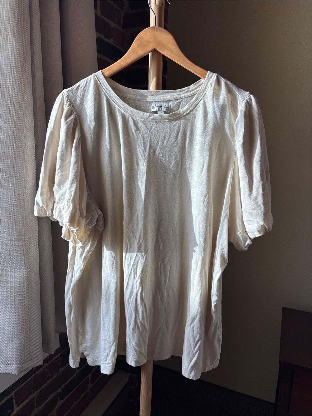 Wonderly Cream Puff-Sleeve Short-Sleeve Tee Size 2X